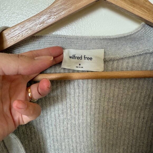 Aritzia Wilfred Free Gray Unwind Merino Wool Open Front Relaxed Cardigan M - Picture 5 of 7